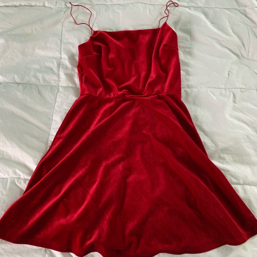 Red Velvet Skater Dress Urban Outfitters